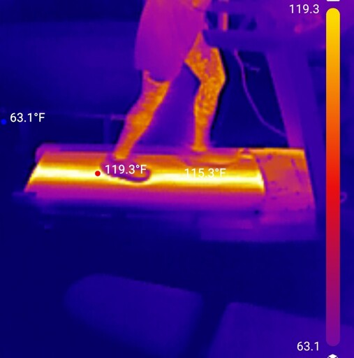 Thermal image of running on a treadmill