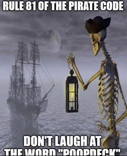 rule 81 of the pirate code / don't laugh at the word "poopdeck"
