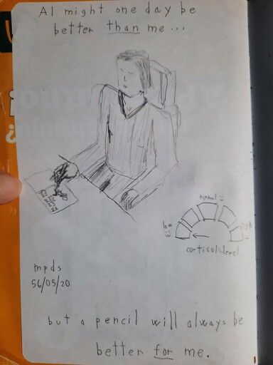 Why I refuse to use AI image generators (pencil-drawn image)